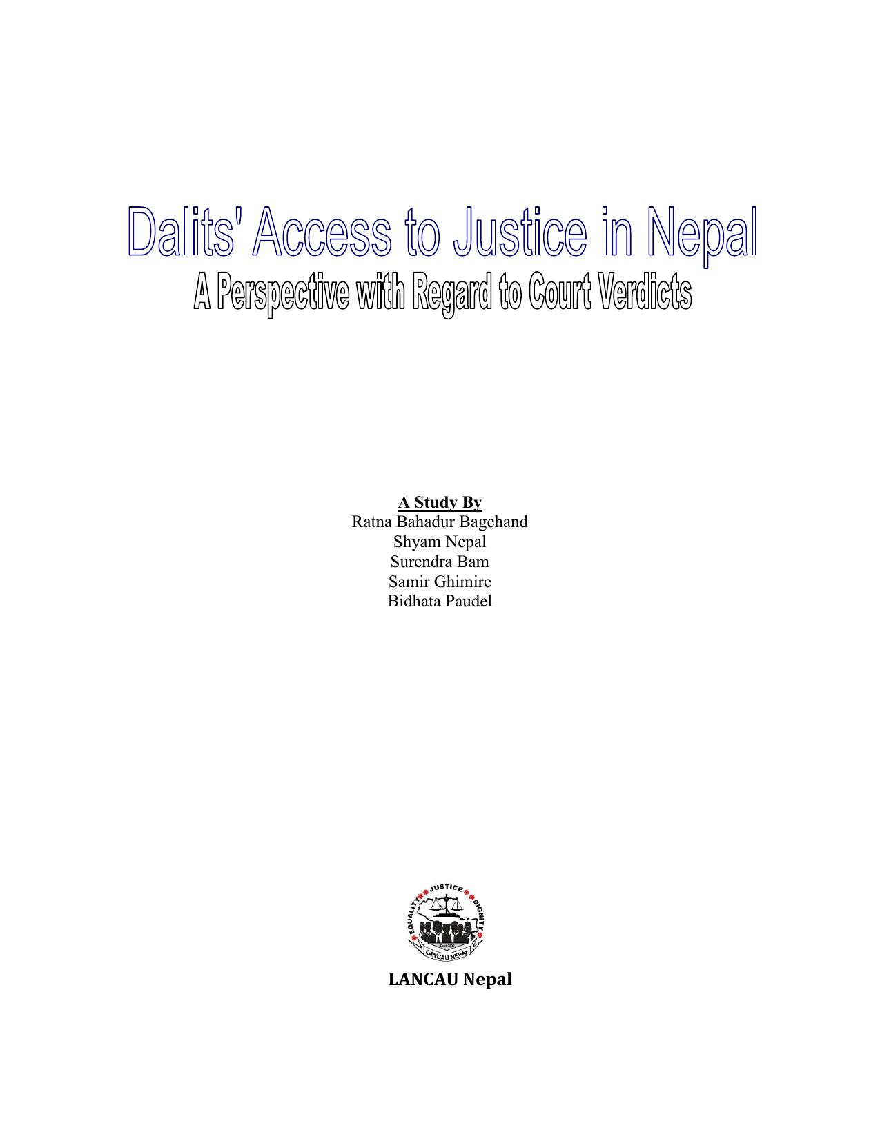 Dalits Access To Justice In Nepal